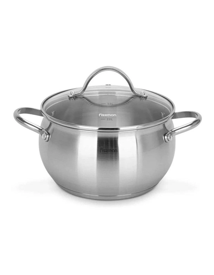 Fissman Stockpot Martinez Series Stainless Steel With Glass Lid 3.5L image 1