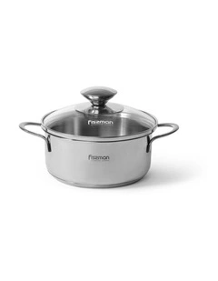 Fissman Saucepot Bambino Series Stainless Steel With Glass Lid 0.9L