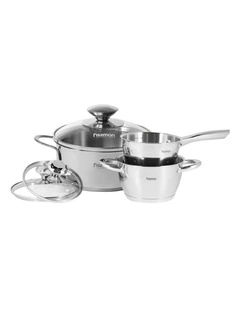 6pc Fissman Stainless Steel Cookware Set With Glass,Lids,Mirror FALCON