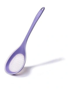 Fissman Silicone Slotted Spoon Heat Resistant Non-Scratch Tool Purple 34cm