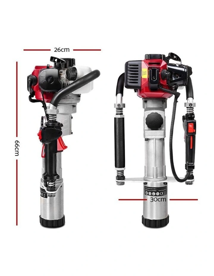 Giantz Petrol Post Driver 2-Stroke 32.7CC Rammer Pile Star Picket Fence Hole Red image 2
