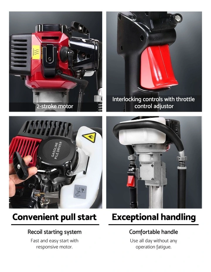 Giantz Petrol Post Driver 2-Stroke 32.7CC Rammer Pile Star Picket Fence Hole Red image 6