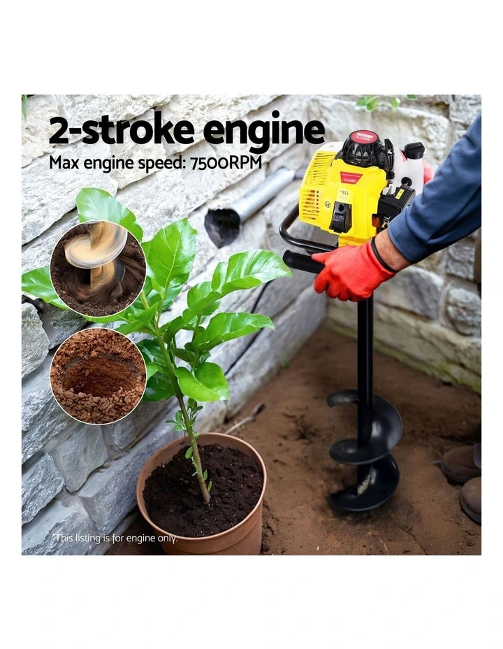 Giantz Post Hole Digger Motor Only Petrol Engine Yellow image 5