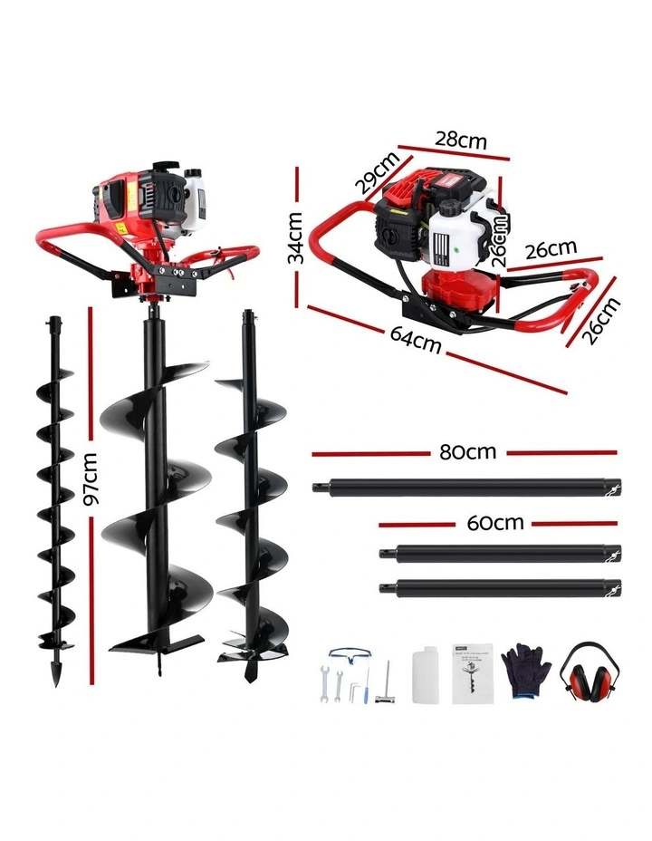 Giantz Post Hole Digger Petrol Motor Drill Extension Auger Bits Kits image 3