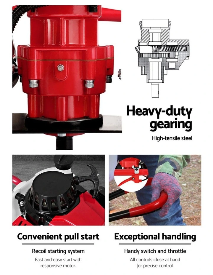 Giantz Post Hole Digger 300mm Petrol Drill Extension Auger Bits image 6