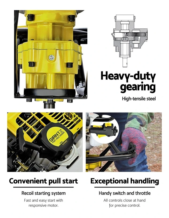 Giantz Post Hole Digger Petrol Drill Auger Extension Bits image 5