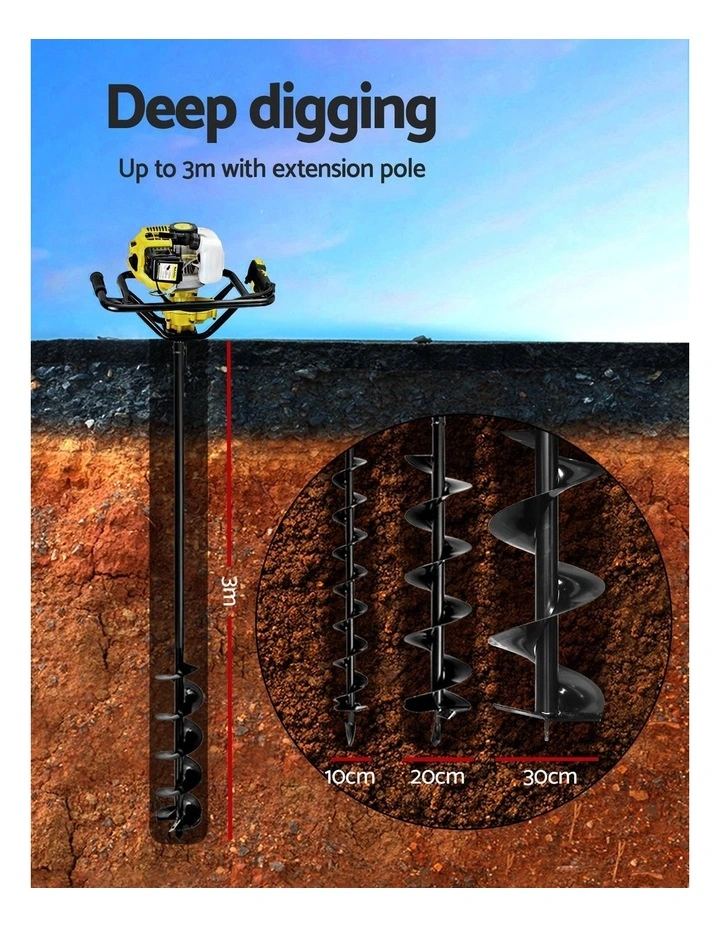 Giantz Post Hole Digger Petrol Drill Auger Extension Bits image 7