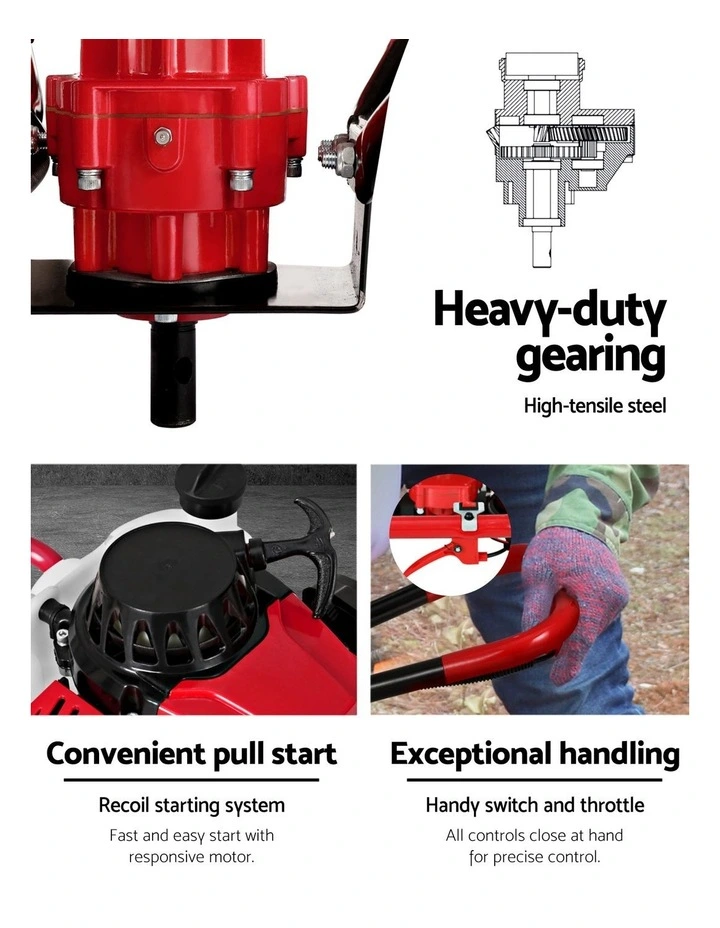 Giantz Post Hole Digger 200mm Petrol Drill Extension Auger Bits image 5