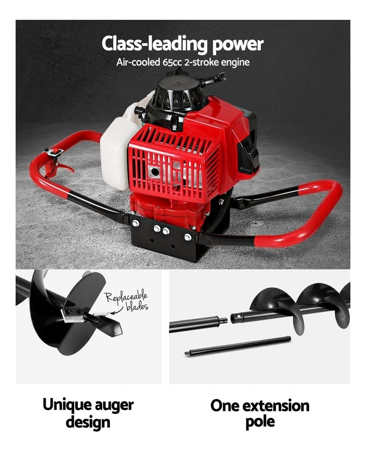 Giantz Post Hole Digger 200mm Petrol Drill Extension Auger Bits image 6