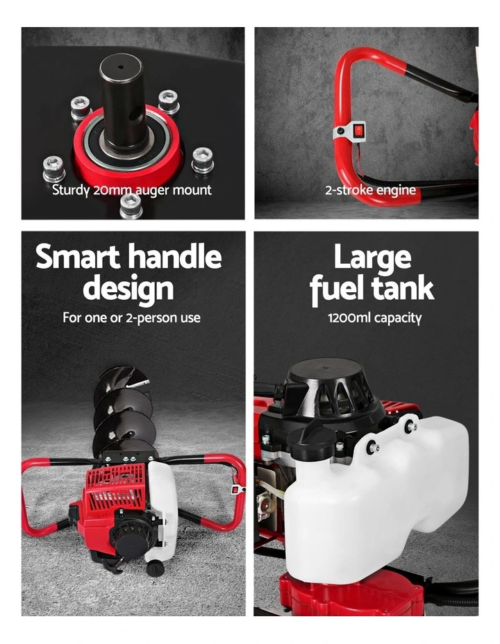 Giantz Post Hole Digger 200mm Petrol Drill Extension Auger Bits image 7