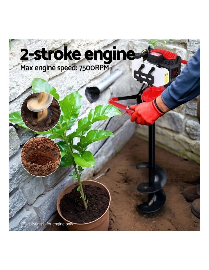 Giantz Post Hole Digger Motor Only Petrol Engine Red image 5