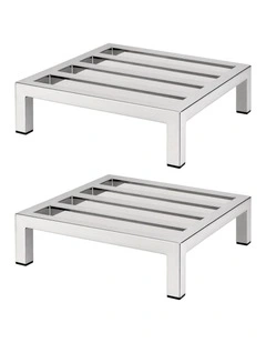 Giantz 35x35cm Dunnage Rack 2-Pack Stainless Steel Kitchen Floor Stand