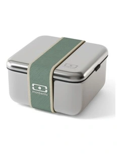 Monbento Mb Sense L The Microwave-Safe Metal Lunch Box - Natural Green