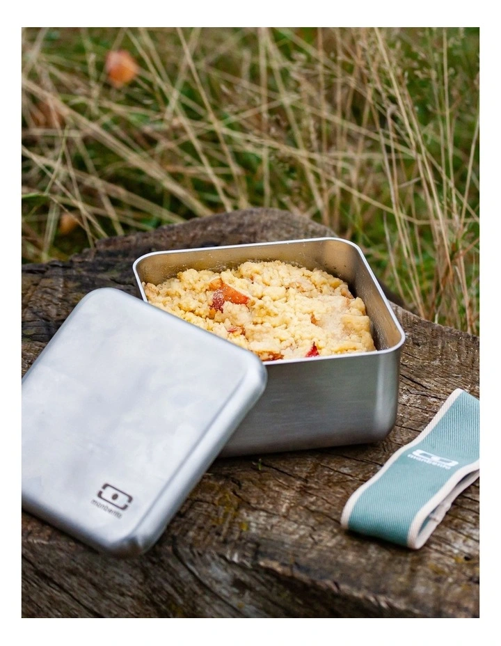 Monbento Mb Sense L The Microwave-Safe Metal Lunch Box - Natural Green image 4