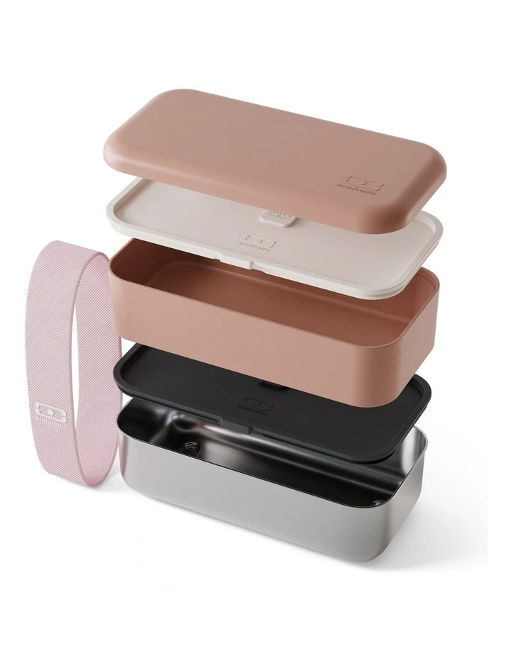 Monbento Mb Sense Original The Two-Tier Metal Food Container Sense Original - Pink Moka image 2