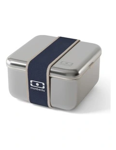 Monbento Mb Sense L The Microwave-Safe Metal Lunch Box - Natural Blue