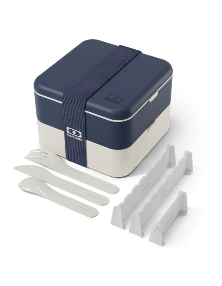Monbento Flex - The 2 Compartment Lunch Box with Cutlery - Blue Natural image 3