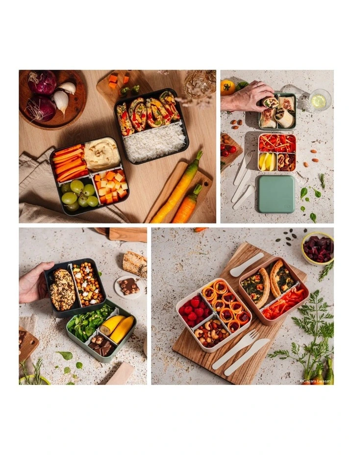 Monbento Flex - The 2 Compartment Lunch Box with Cutlery - Blue Natural image 5