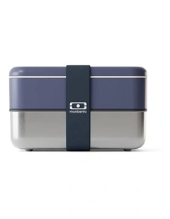 Monbento Mb Sense Original The Two-Tier Metal Food Container Sense Original - Natural Blue
