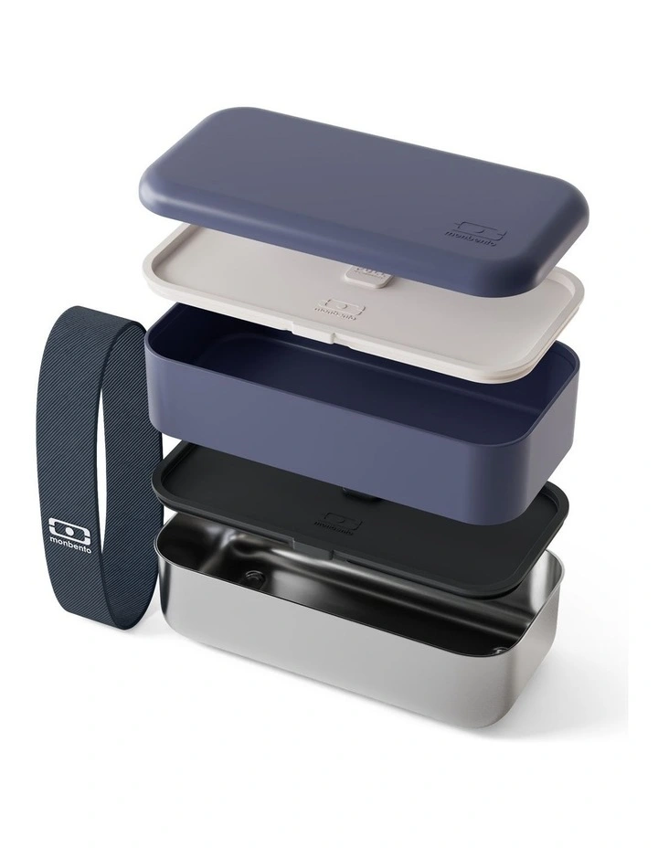 Monbento Mb Sense Original The Two-Tier Metal Food Container Sense Original - Natural Blue image 2