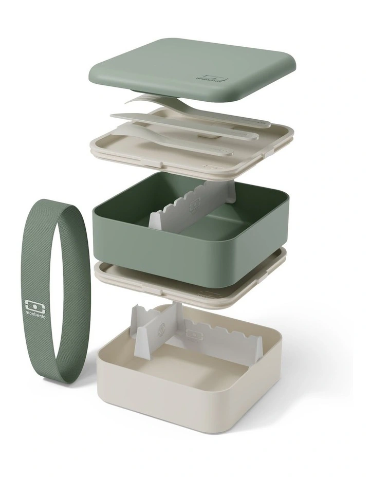 Monbento Flex - The 2 Compartment Lunch Box with Cutlery - Green Natural image 3