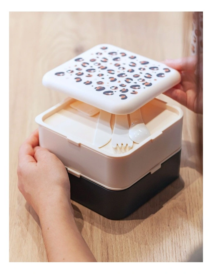 Monbento Flex - The 2 Compartment Lunch Box with Cutlery - Leopard image 4