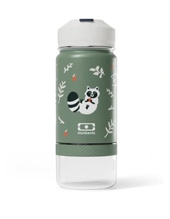 Monbento Twisty Kids Water Bottle with Snack Container- Racoon