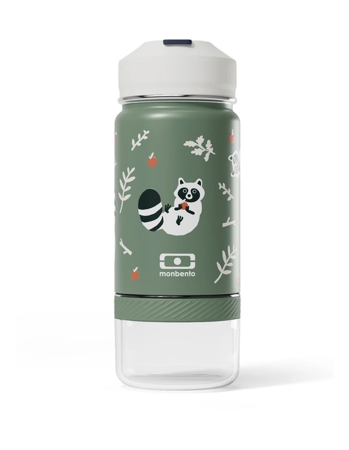 Monbento Twisty Kids Water Bottle with Snack Container- Racoon image 1