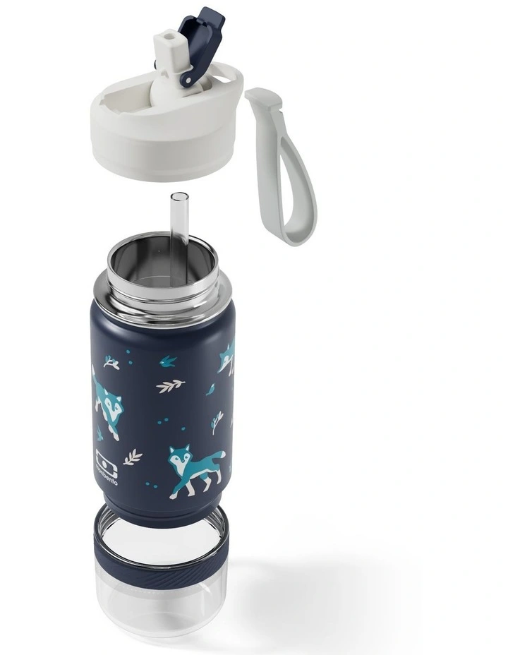 Monbento Twisty Kids Water Bottle with Snack Container- Wolf image 2