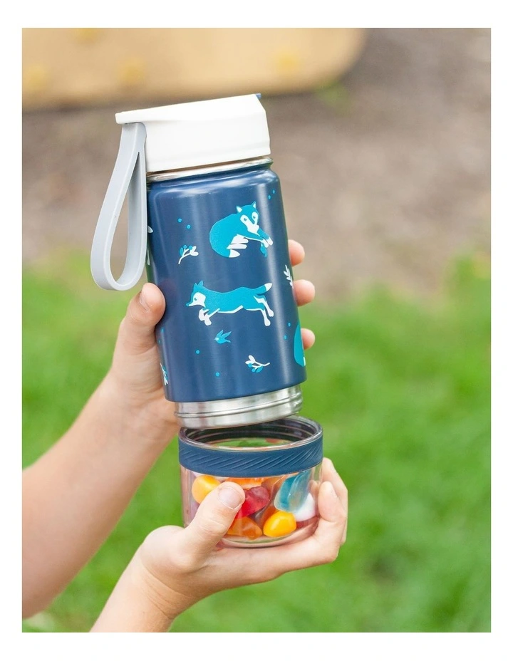 Monbento Twisty Kids Water Bottle with Snack Container- Wolf image 5