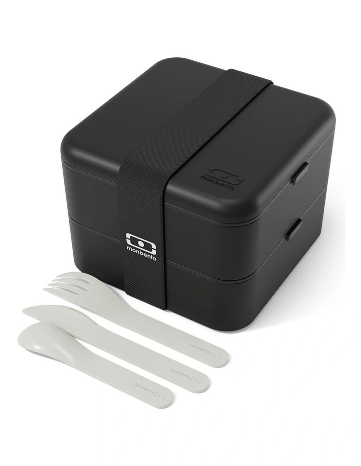 Monbento Flex - The 2 Compartment Lunch Box with Cutlery - Black Onyx image 1