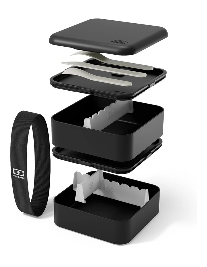 Monbento Flex - The 2 Compartment Lunch Box with Cutlery - Black Onyx image 3