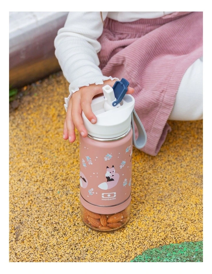 Monbento Twisty Kids Water Bottle with Snack Container- Fox image 4