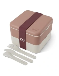 Monbento Flex - The 2 Compartment Lunch Box with Cutlery - Pink Moka