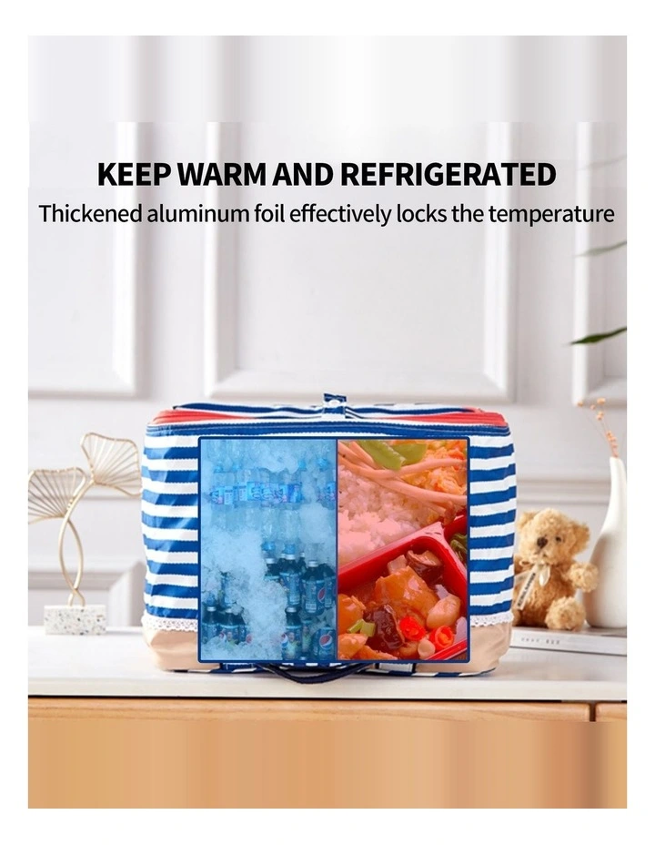 Blue Insulated Picnic Bag Thermal Cooler Portable Lunch Food Tote Carry Storage Bag image 2