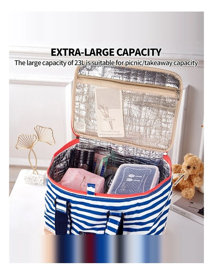 Blue Insulated Picnic Bag Thermal Cooler Portable Lunch Food Tote Carry Storage Bag image 3