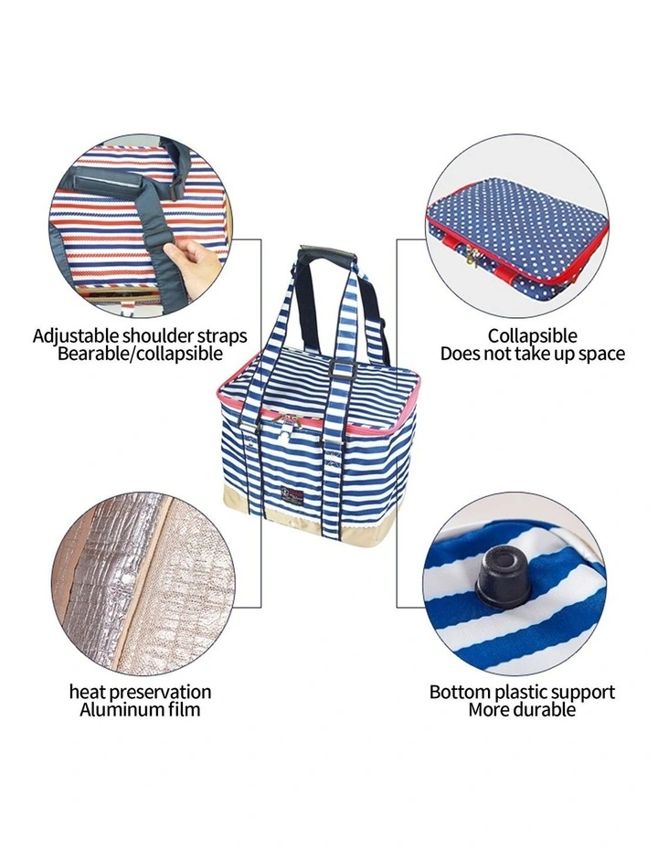 Blue Insulated Picnic Bag Thermal Cooler Portable Lunch Food Tote Carry Storage Bag image 4