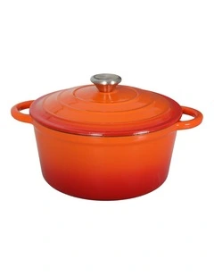Toque Cast Iron Pot Dutch Oven Enameled Evenly Heats for Slow Cooking Orange