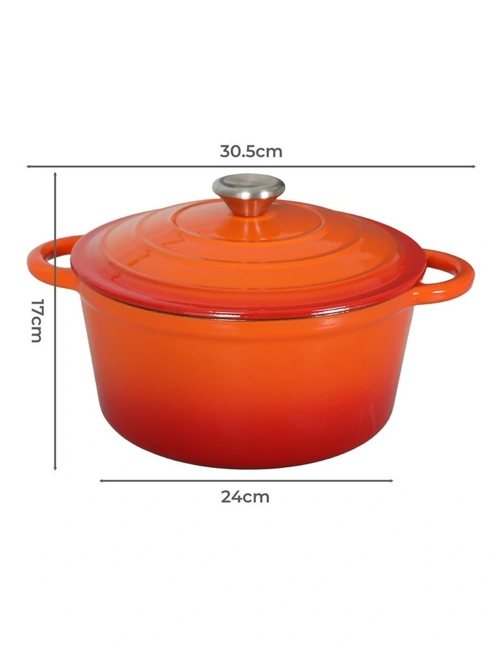 Toque Cast Iron Pot Dutch Oven Enameled Evenly Heats for Slow Cooking Orange image 2