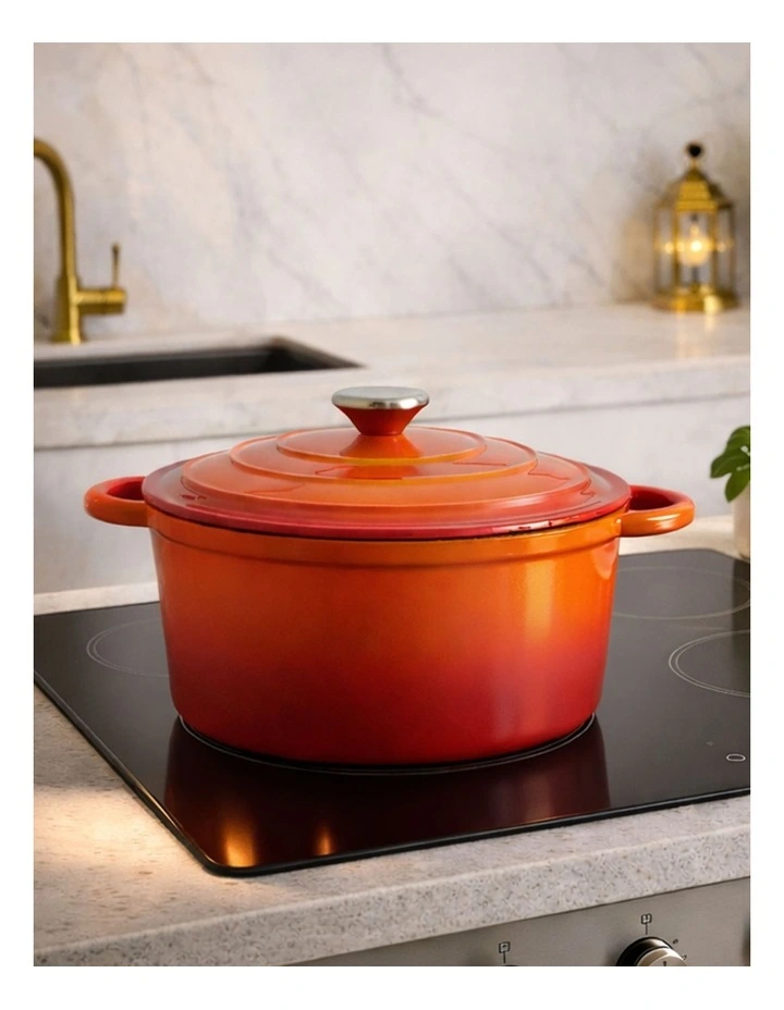 Toque Cast Iron Pot Dutch Oven Enameled Evenly Heats for Slow Cooking Orange image 7