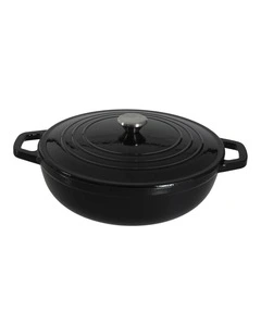 Toque Cast Iron Pot Dutch Oven Enameled Slow Cooking Bakeware Even Heat Black