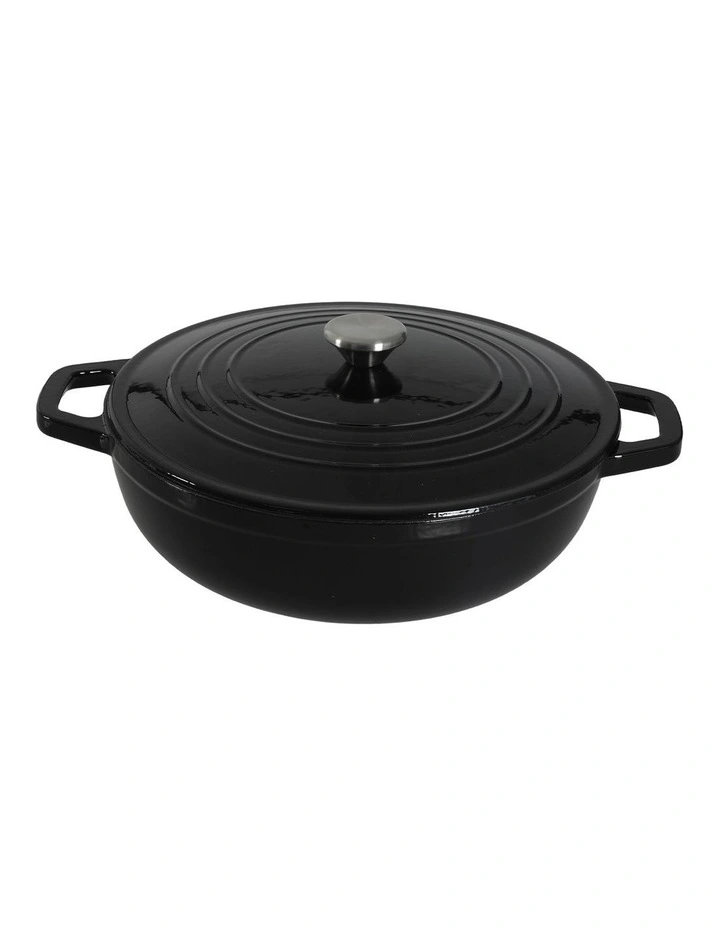 Toque Cast Iron Pot Dutch Oven Enameled Slow Cooking Bakeware Even Heat Black image 1