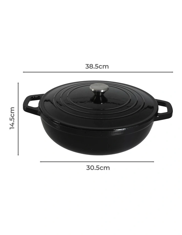Toque Cast Iron Pot Dutch Oven Enameled Slow Cooking Bakeware Even Heat Black image 2