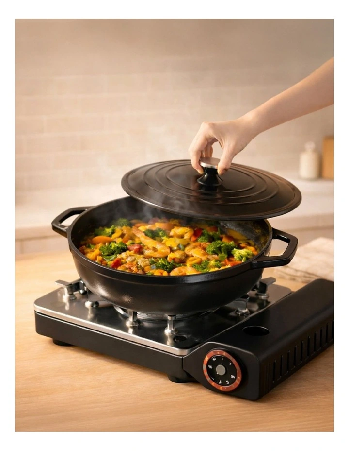 Toque Cast Iron Pot Dutch Oven Enameled Slow Cooking Bakeware Even Heat Black image 6