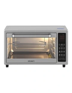 Devanti 48L Convection Oven Electric Fryer Bake Grill Ovens Benchtop 2000W Silver