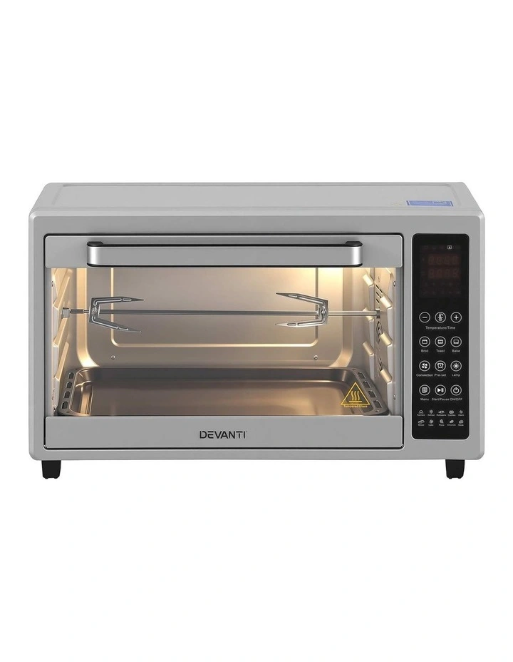 Devanti 48L Convection Oven Electric Fryer Bake Grill Ovens Benchtop 2000W Silver image 1
