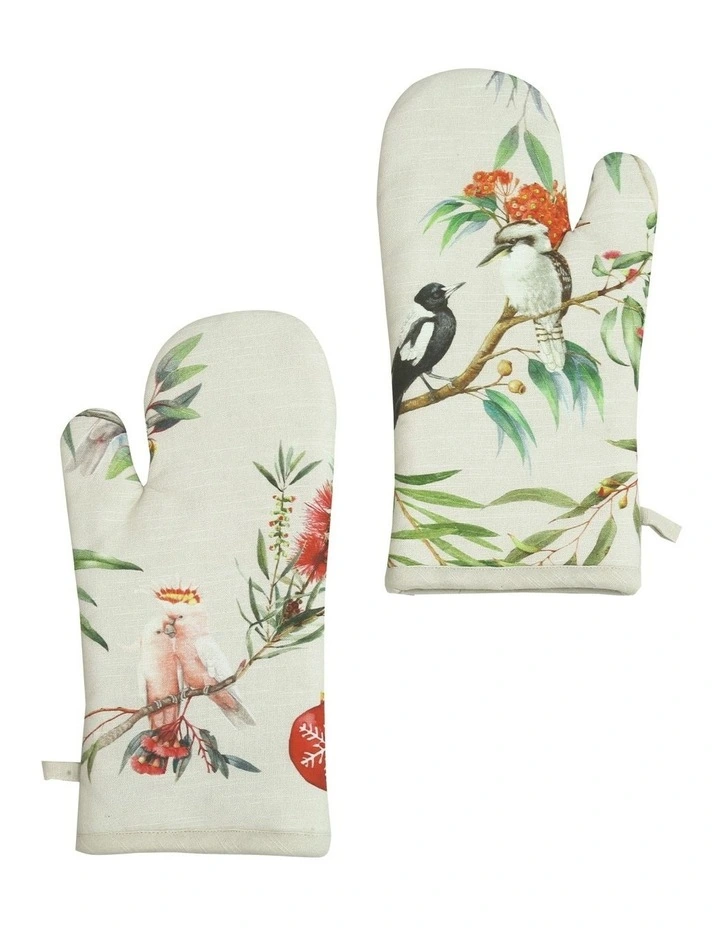 Australian Flora & Fauna Oven Mitt Set of 2 19x35cm Beige Multi image 2