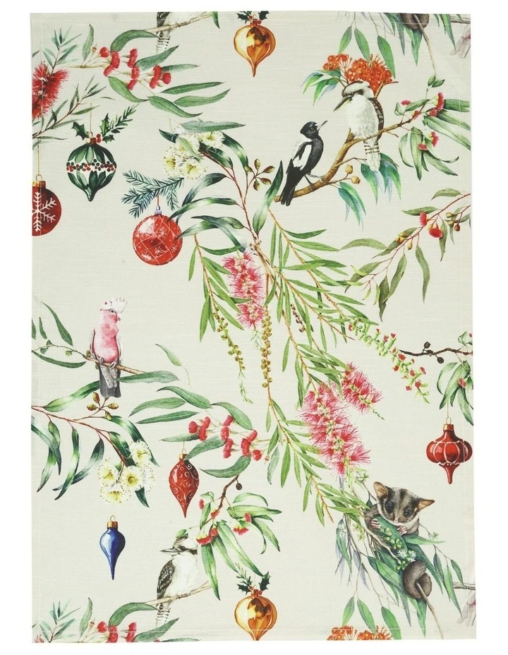 Australian Flora & Fauna Tea Towel Set of 2 50x70cm Beige Multi image 1