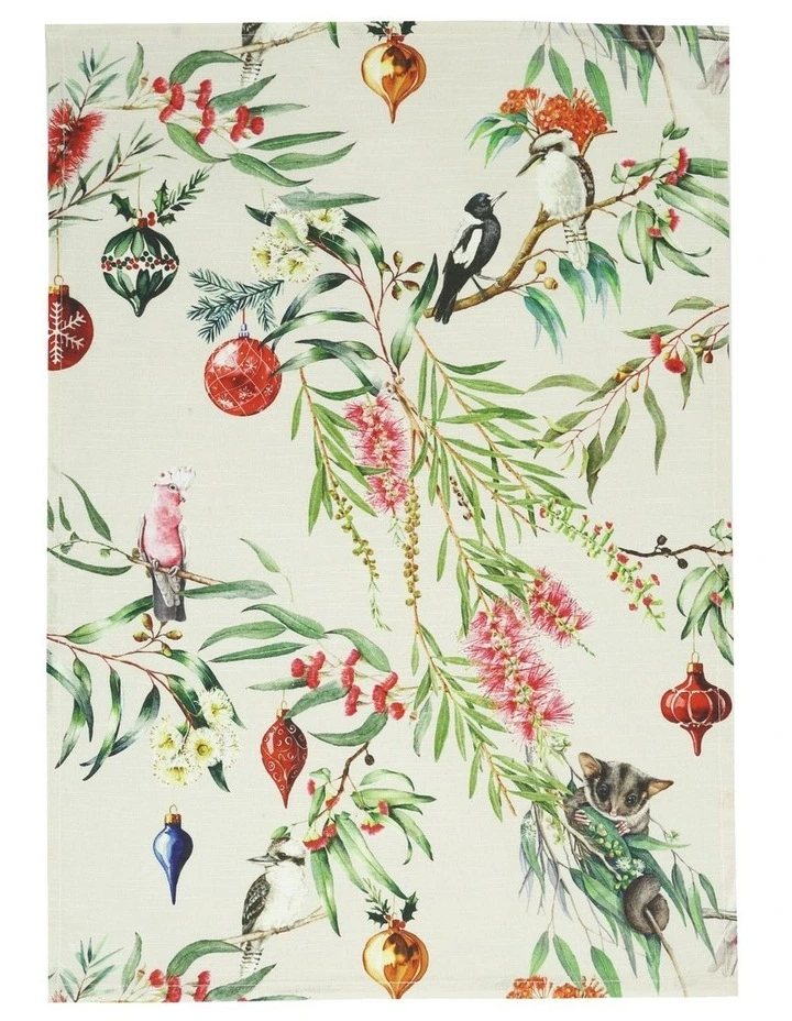 Australian Flora & Fauna Tea Towel Set of 2 50x70cm Beige Multi image 2
