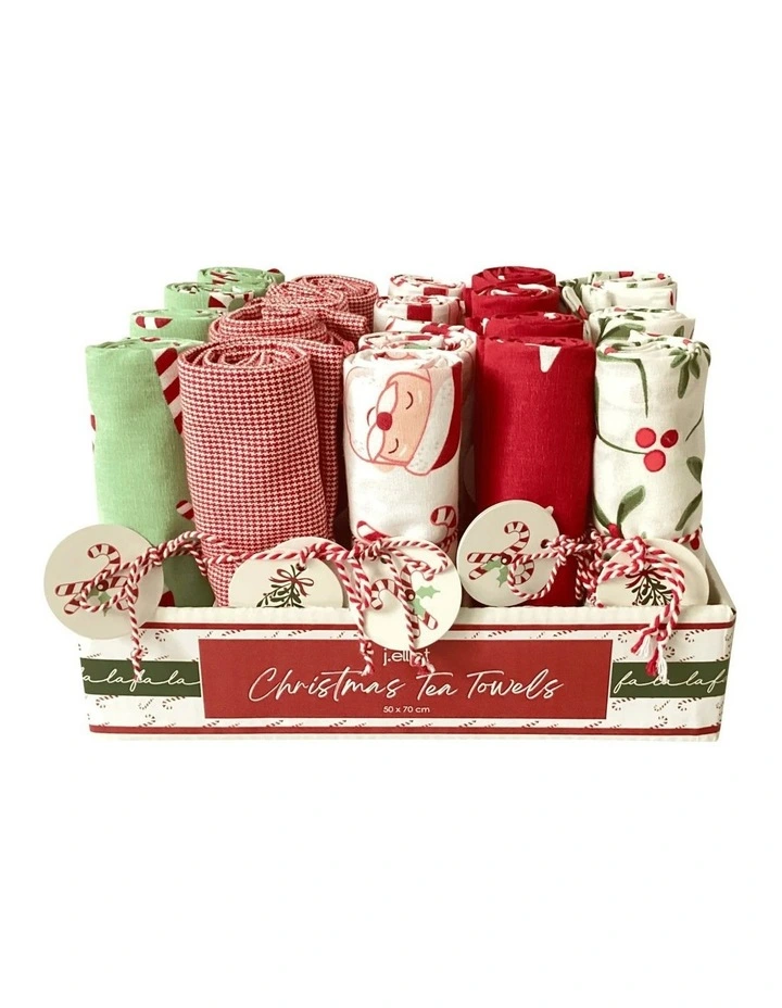 Festive Noel Gift Set of 20 Tea Towel 50x70x0.3cm Multi image 1